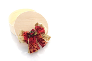 Fototapeta na wymiar wooden box with bow ornament, Christmas gift