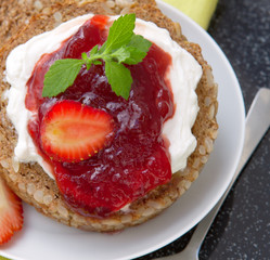 wholemeal bread with strawberry jam 