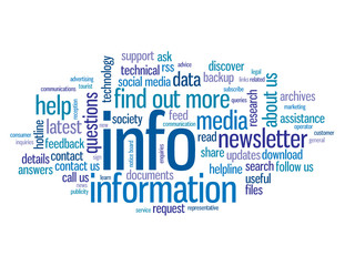 "INFO" Tag Cloud (information help find out more button)
