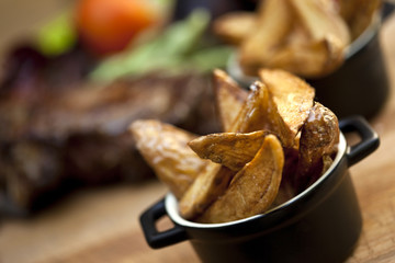 Frites, pommes de terre, patates, légumes, frit, cuisine