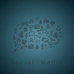 Social media icons texture in chat bubble