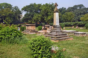 Obraz premium Lucknow, the Residency - India, il cimitero inglese