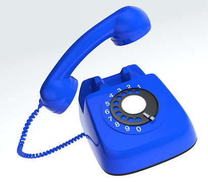 blue rotary telephone