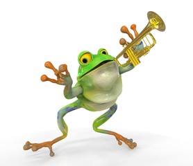 Naklejka premium Frog with Trumpet