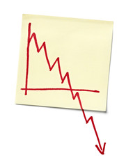 finance business graph on note paper economy going down