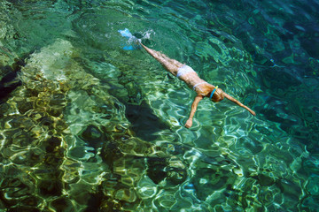 Pływanie z maską na wyspie Zakynthos - obrazy, fototapety, plakaty
