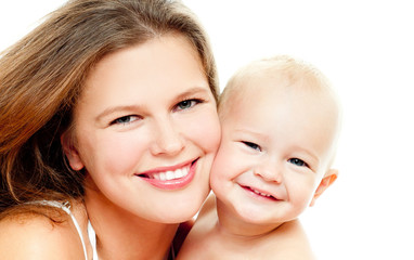 happy mom and baby