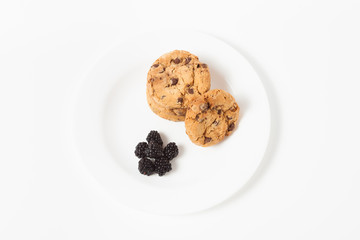 Chocolate chip cookie  and blackberry