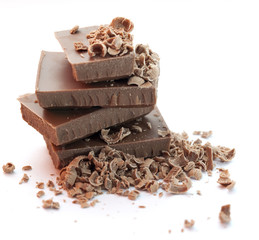 Chocolate pieces  over  white