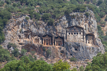 Kaunian rock tombs from Dalyan, Ortaca, Turkey