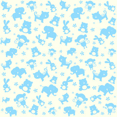 Fototapeta na wymiar Child seamless pattern with cute animals.