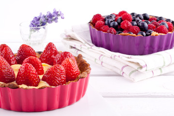 raspberry,blueberry and strawberry tarts