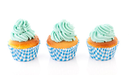 Cupcakes in green and blue