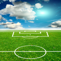 Obraz premium green field with blue sky