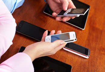 Business people group working with laptop.