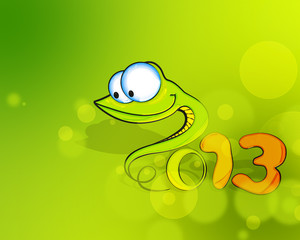 Cartoon illustration of a snakes (symbol 2013)