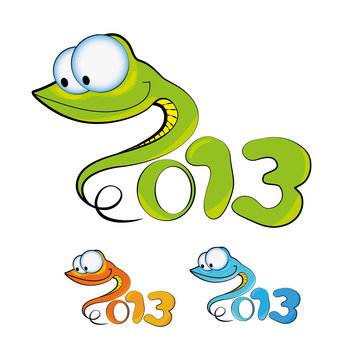 Cartoon illustration of a snakes (symbol 2013)