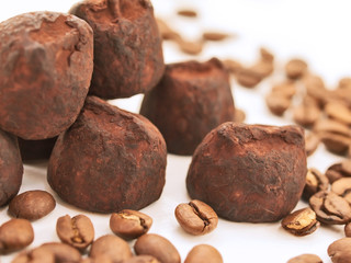 chocolate truffles with coffee
