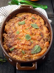 Baked pumpkin and lentil with cheese