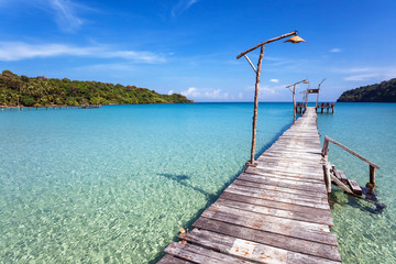 Old wooden pier in the sea