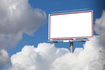 Fototapeta premium Blank white billboard on blue sky for your advertisement