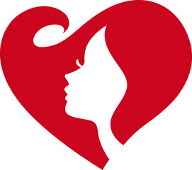 love heart shape woman face Silhouette