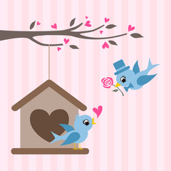 love birds valentine greeting design