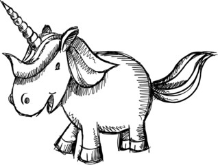 Cute Unicorn Sketch Doodle Vector