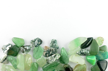 Green stones isolated on white background