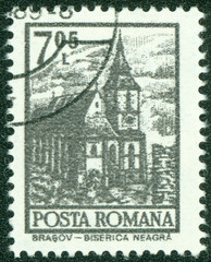 stamp printed in Romania shows Black Church, Brasov