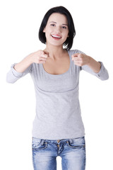 Woman pointing on you