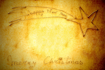 Christmas card, letter drawing grunge Bethlehem star
