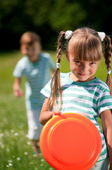 Children playing frisbee