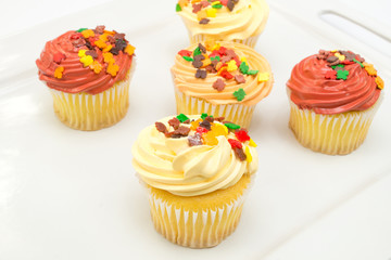 Autumn decoration on cupcake