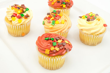 Autumn decoration on cupcake