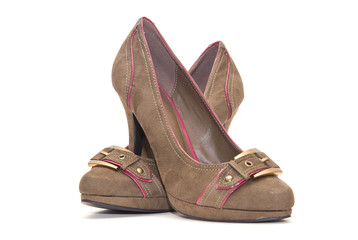 Brown High Heels Isolated on a White Background