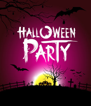 Halloween party at night background, vector