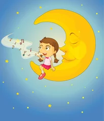 Wall murals Cosmos Girl and moon