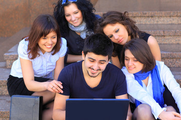 Group of merry students.