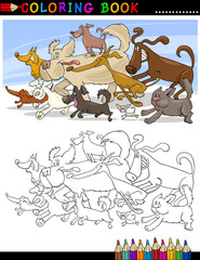 Cartoon Dogs for Coloring Book or Page