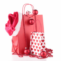 shopping bag and christmas decoration