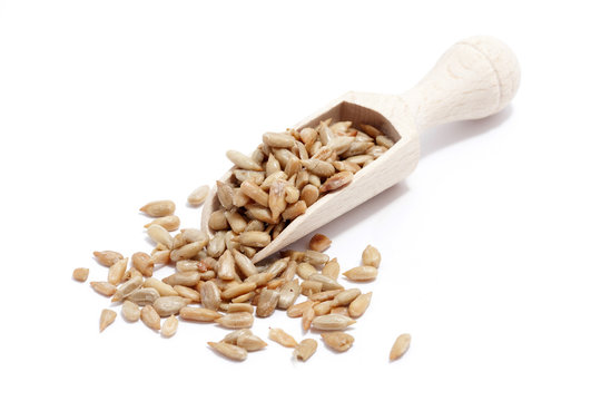 Sunflower Seeds In A Wooden Spoon