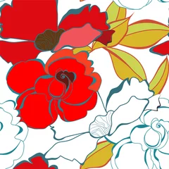 Papier Peint photo Fleurs abstraites Fond d& 39 écran sans couture avec des fleurs roses