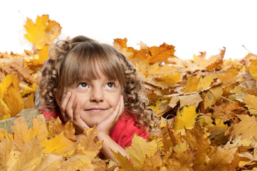 Girl with yellow foliage