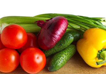 vegetables on a wooden background