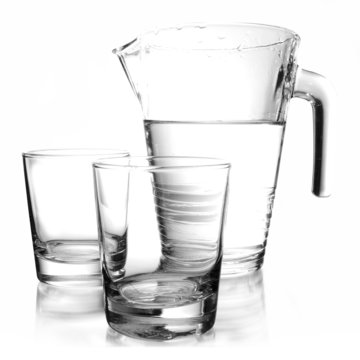 water-bottle and two glasses