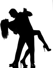 one couple lovers man and woman dancing tango