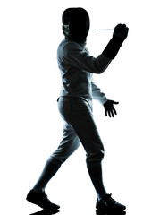 Fototapeta na wymiar man fencing silhouette