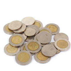 Coin thai bath on white background