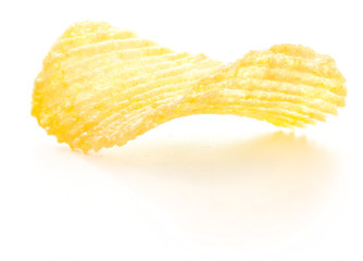 Rippled potato chips isolated on white background